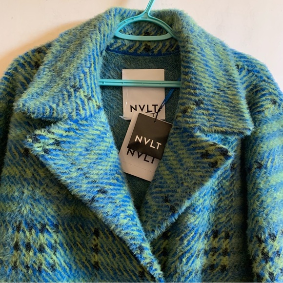 NWT Anthropologie NVLT woman’s Blue Plaid double breasted Coat size L - Picture 4 of 8